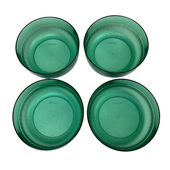 Tupperware Translucent Green Set Of 4 Stackable Bowls 2108B-4 Cereal Salad 5.5" - Picture 3 of 6